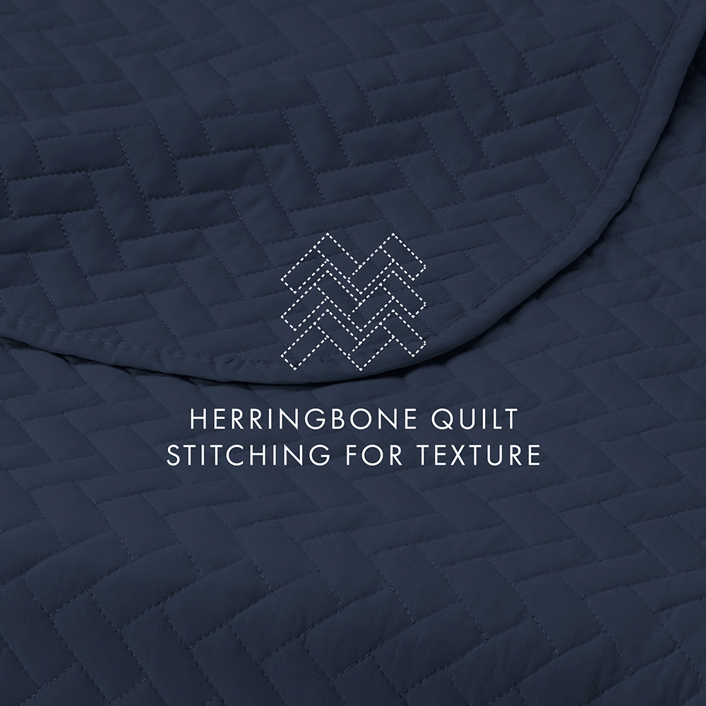 3-Piece Herringbone Quilted Coverlet Set
