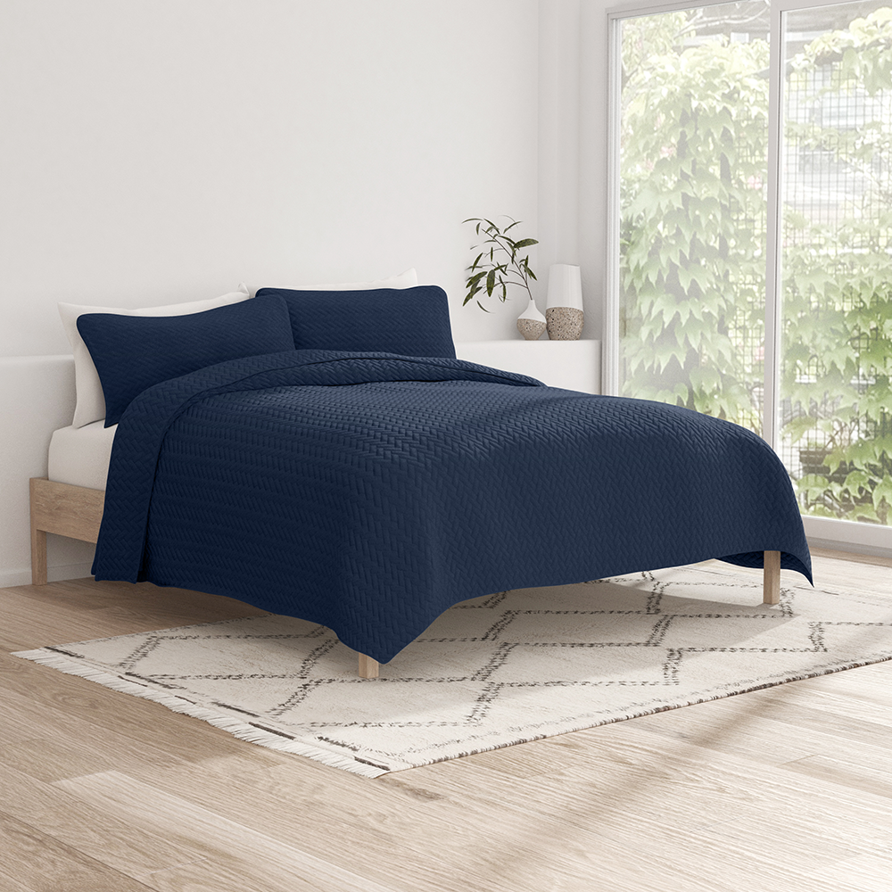 3-Piece Herringbone Quilted Coverlet Set