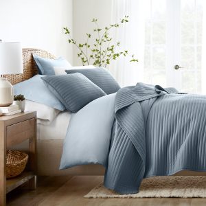 Sale - 3-Piece Stripe Stitch Quilted Coverlet Set